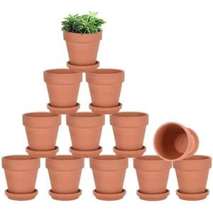vensovo 3 inch Terracotta Clay Pots for Plants with Saucer - 9 Pack Small Terra Cotta Planter Great for Garden Windowsill Indoor & Outdoor Wedding Favors Gifts
