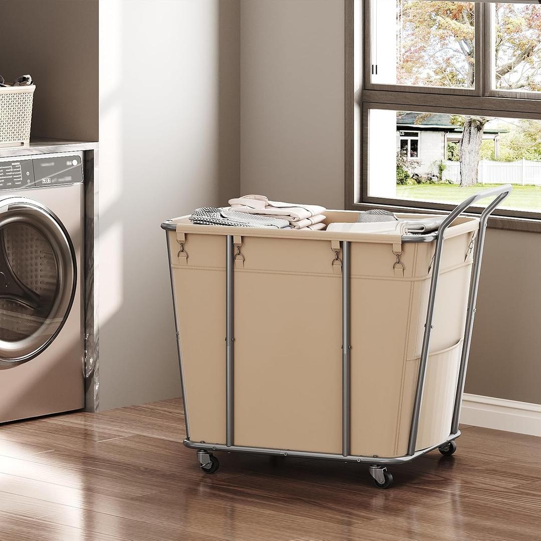 CHOEZON Laundry Sorter, 313L Large Laundry Basket, Rolling Hamper, Minimalist Laundry Organizer on Wheels, for Laundry Room, Bedroom, Guest Room, Beige TXY09WM, 38.3"L x 21.6"W x 35.8"H