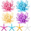 8 Pcs Mermaid Party Decorations Artificial Aquarium Coral Reef Decor Starfish Decor Under The Sea Centerpiece Realistic Ocean Party Plastic Fish Tank Decoration (Vivid Colors)