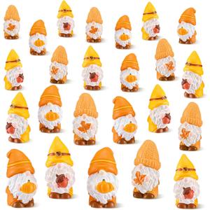 60 Pcs Thanksgiving Gnome Decor Pumpkin Gnome Decorations Maple Leaf and Acorn Figures Resin Figures for Thanksgiving Fall Table Decor Vase Filler Dollhouse Fairy Garden Fall Cake Decoration