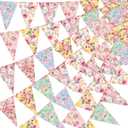 Faccito 49 Ft 5 Pcs Tea Floral Party Paper Bunting Decor Outdoor Bunting Banner Outdoor Vintage Bright Floral Paper Wildflower Garland Garden Theme Tea Party Bridal Shower Decorations for Women