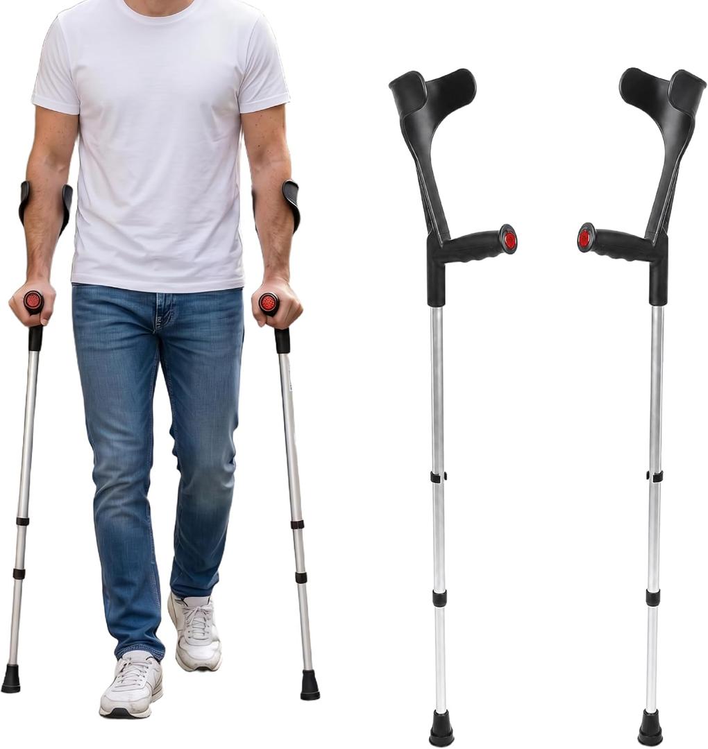 PEPE Mobility Forearm Crutches for Adults (x2 Units) Open Cuff
Adjustable Height, Aluminium, Lightweight Elbow Crutches, Black, Made in Europe