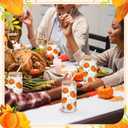 6 Pcs Thanksgiving Fall Glass Cups Gifts 16 oz Color Changing Pumpkin Glass Tumblers with Lids Straws Brushes Funny Fall Pumpkin Iced Coffee Cups for Autumn Halloween Party Gifts Supplies