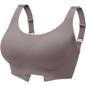 Gailife Womens Wireless Push Up Bras for Women No Underwire Seamless Full Coverage Supportive T Shirt Everyday Bras (3X-Large, U Neck - Grey)