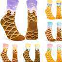 6 Pairs Ice Cream Drip Baseball Socks for Women, Summer Colorful Funny Crew Socks with Breathable Cotton Blend, All-Day Comfort Fit for Gym, Baseball, Office Casual Wear, Team Gifts for Youth Teen, One Size