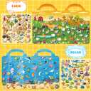 Kalysky 6Set Puffy Sticker Books for Kids 2-4, 3D Reusable Stickers Books for Toddlers 1-3 2-4,Farm+Animal+Dinosaurs+Ocean World+Space+Vehicle