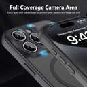 YFEMLAZ Magnetic for iPhone 15 Pro Max Case,with Screen Protectors X2,Full Camera Protection,Compatible with MagSafe,Translucent Matte,Anti-FingerprintShockproof Protective Phone Case,6.7",Black