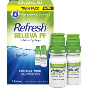 Refresh Relieva PF Preservative-Free Artificial Tears Lubricant Eye Drops, 2x0.33 fl oz (10 mL), 2 coun