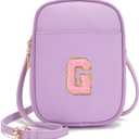 Toddler Purse Initial Crossbody Bags for Girls 3 Pockets PU Leather Cross Body Bag Crossbody Purse Handbag Personalized Preppy Teen Girl Gifts Trendy Stuff (Lavender G)