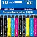 Remanufactured for 232XL Ink Cartridges Combo Pack for 232 XL for Epson XP-4200 XP-4205 Workforce WF-2930 WF-2950 Printer 4 Black 2 Cyan 2 Magenta 2 Yellow 10Pack