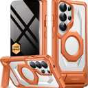 TONGATE Magnetic for Samsung Galaxy S26 Ultra Case with Stand and Privacy Screen Protector, Compatible with MagSafe, TPU Non-Slip Military Grade Protection Shockproof Phone Case for S26 Ultra, Orange
