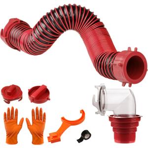 3FT RV Sewer Hose Kit: Heavy Duty Camper Waste Hose with Leak-Proof Swivel Fittings, 90 Clear Elbow, 4-in-1 Adapter, TPE Tech for Crush-Proof and UV-Resistant