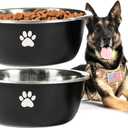 Large Dog Water Bowl 2 Pack, 1.3 Gallons 170oz Stainless Steel Extra Large Dog Food Bowl for Big Giant Dogs, Black