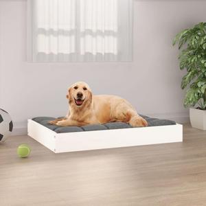 loibinfen Solid Wood Pet Bed, Wooden Dog Bed Frame, Small Animal Bed Frame, White 28.1"x21.3"x3.5" Solid Wood Pine, -425
