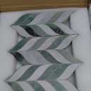 sunwings 10-Sheet Leaf Waterjet Peel and Stick Backsplash, 12.4" x 10.7" Green Marble Looks Self-Adhesive Wall Tiles, Stick on Backsplash for Kitchen & Bathroom