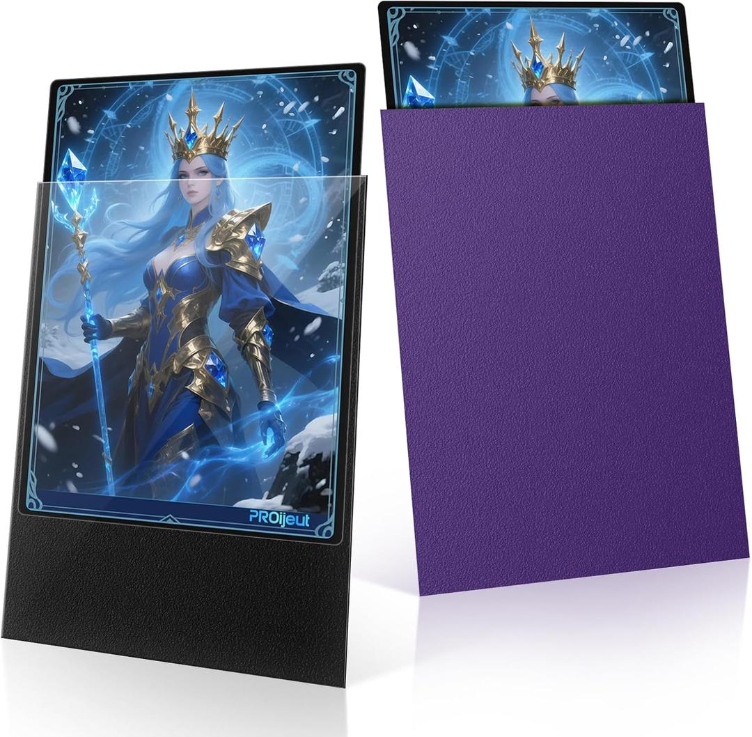 200 Pack Card Sleeves, Matte Dual Trading Card Sleeves with Opaque Back & Smooth Shuffle, Tear Resistant Card Protectors for MTG, TCG and Game Cards (Metallic Purple)