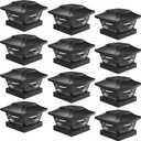 Davinci Lighting Renaissance Solar Outdoor Post Cap Lights - Includes Bases for 4x4 5x5 6x6 Posts - Bright LED Light - Slate Black (12 Pack)