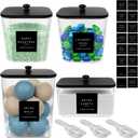 POLRAI 4 Pack Laundry Pod Containers and Dryer Sheet Holder with Bamboo Lids and Labels Laundry Room Organization Containers for Scent Booster Powder Detergent Pods Storage