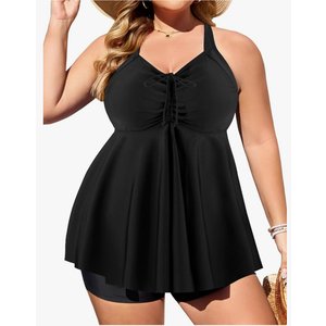 NIeyook Plus Size Swimsuit for Women Tankini Bathing Suit Tummy Control Swim Dress Two Piece Swimsuits with Shorts 16 W