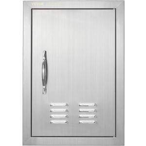 VEVOR BBQ Access Door, 14W x 20H Inch Single Outdoor Kitchen Door, Stainless Steel Flush Mount Door, Wall Vertical Door with Handle and Vents, for BBQ Island, Grilling Station, Outside Cabinet