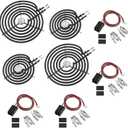 WB30M1 WB30M2 Electric Stove Burners & WB17T10006 Terminal Block Kit & WB31M19 WB31M20 Black Porcelain Burner Drip Pans Set Fit for GE KenMore HotPoint Electric Range Burner Set by Fetechmate