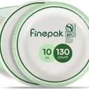 Disposable Paper Plates 10 Inch, 130PCS Paper Plates Bulk with Green Rims, Heavy Duty Paper Plates for Everyday Use, Picnic, BBQ, Microwave, Breakfast, Lunch & Dinner