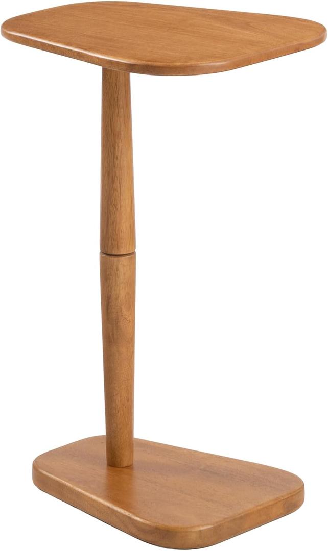 MH London Sammy C-Shaped 22" Solid Wood Side Table, Mid Tone Honey, 12" x 15" x 22"