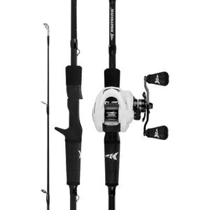 KastKing Crixus Fishing Rod and Reel Combo, High Performance Spinning & Baitcaster Combo, IM6 Graphite 2Pc Blanks, Zirconium Oxide Rings, SuperPolymer Handle, Lightweight Reel with Aluminum Spool, Cast-6'0" Medium- Right Handed-2pcs