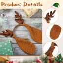 4 x Christmas Deer Antler Headband with Dog Ears Reindeer Antlers Headband Deer Hoop Headwear for Adult Cute Costume (Dark Brown)