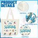 6 Pcs Ski Souvenir Gifts Ski Themed Canvas Bags Tote Bags with Handle Treat Candy Shopping Basket Reusable