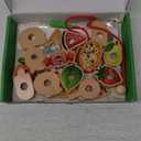 2025 New Upgrade Wooden Greedy Caterpillar Rope Toy,Threading Toys, 2.5in Fruit & Vegetable Toys with Rope, Montessori Fine Motor Skills Farm, Bag for 3+ Year