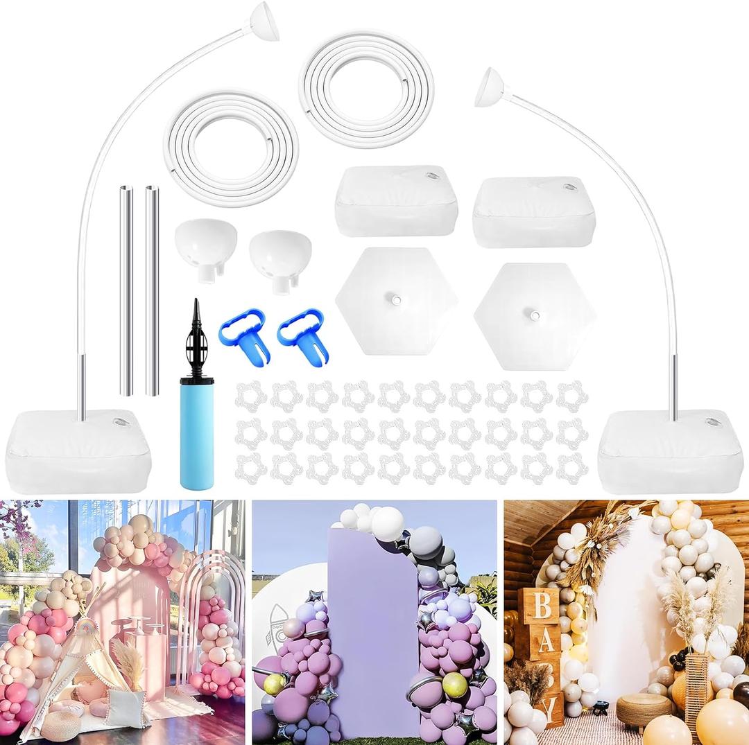 Balloon Arch Stand 8.2 Feet and 5 Feet Free Bending Half Arch Balloon Stand with Base Balloon Arch Kit for Wedding Birthday Baby Shower Graduation Halloween Party Decorations