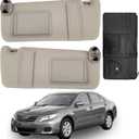 Fit for Toyota Camry Sun Visor Replacement, fit for 2007 2008 2009 2010 2011 Toyota Camry and Hybrid Without Light, Driver&Passenger Side, 74320-06780-E0 74310-06750-E0(2PCS-Beige)