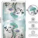 Floral Kitchen Towel Set, Quick Dry Microfiber Cloth Dish Towels 18" x 26", Ombre Art Teal White