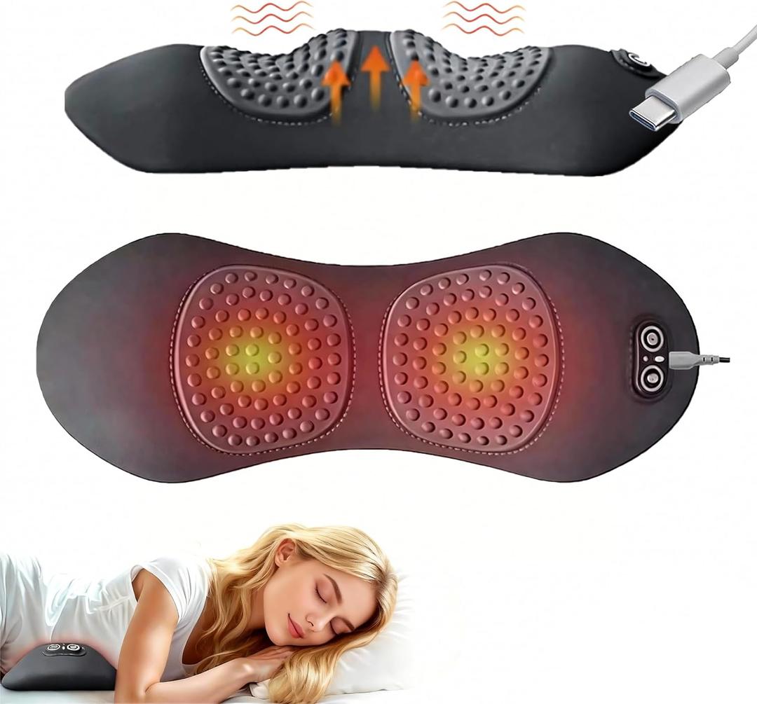 3-in-1 Electric Lumbar Support Cushion with Heat, Vibration & Airbag Lift, Corded Back Stretcher Device for Lower Back Pain Relief, Massager for Office Chair, Sofa & Bed