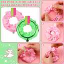 40 Pcs Halloween Witch Princess Party Supplies Pink and Green Hair Scrunchies Braided Friendship Bracelet Star Witch Hat Matching Bracelet Hair Accessories for Women Theme Birthday Gift