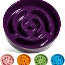 LE TAUCI Ceramic Slow Feeder Dog Bowls Small Breed, 0.6 Cups Dog Food Dish for Fast Eaters, Puzzle Bowl for Small Dogs and Cats,Purple