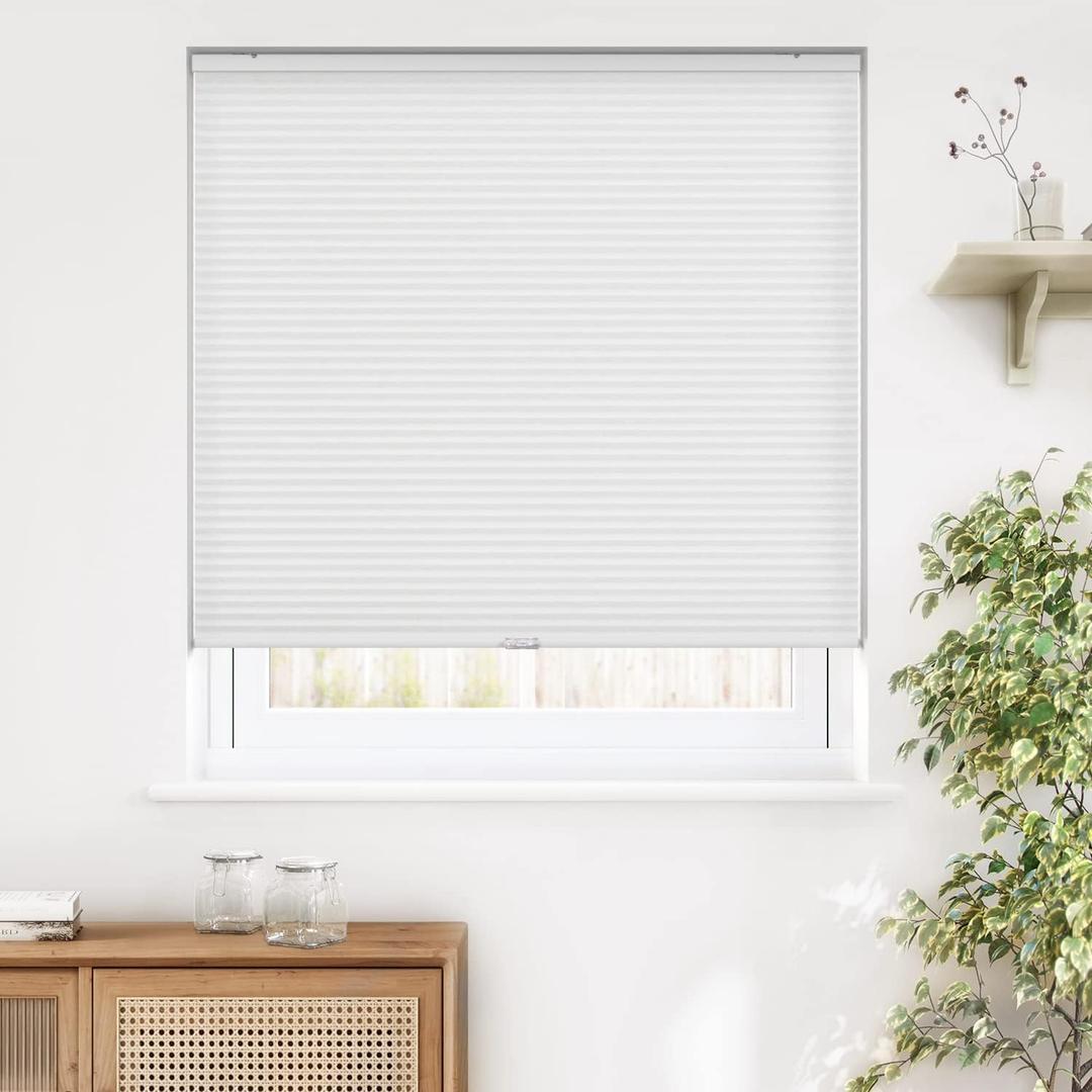 LazBlinds Cordless Cellular Shades, Light Filtering Honeycomb Shades for Home, Thermal Insulation Noise Reduction Blinds for Windows, 18'' W x 36'' H, White (Light Filtering-white)