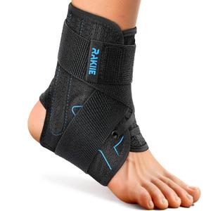 Ankle Brace for Women Men, Lace Up Ankle Brace with Reinforced Metal Support and 3D Silicone Pad, Lightweight Ankle Stabilizer for Running, Basketball, Volleyball, Achilles, Tendon, Sprain, Blue M (8"-9"/9"-10")