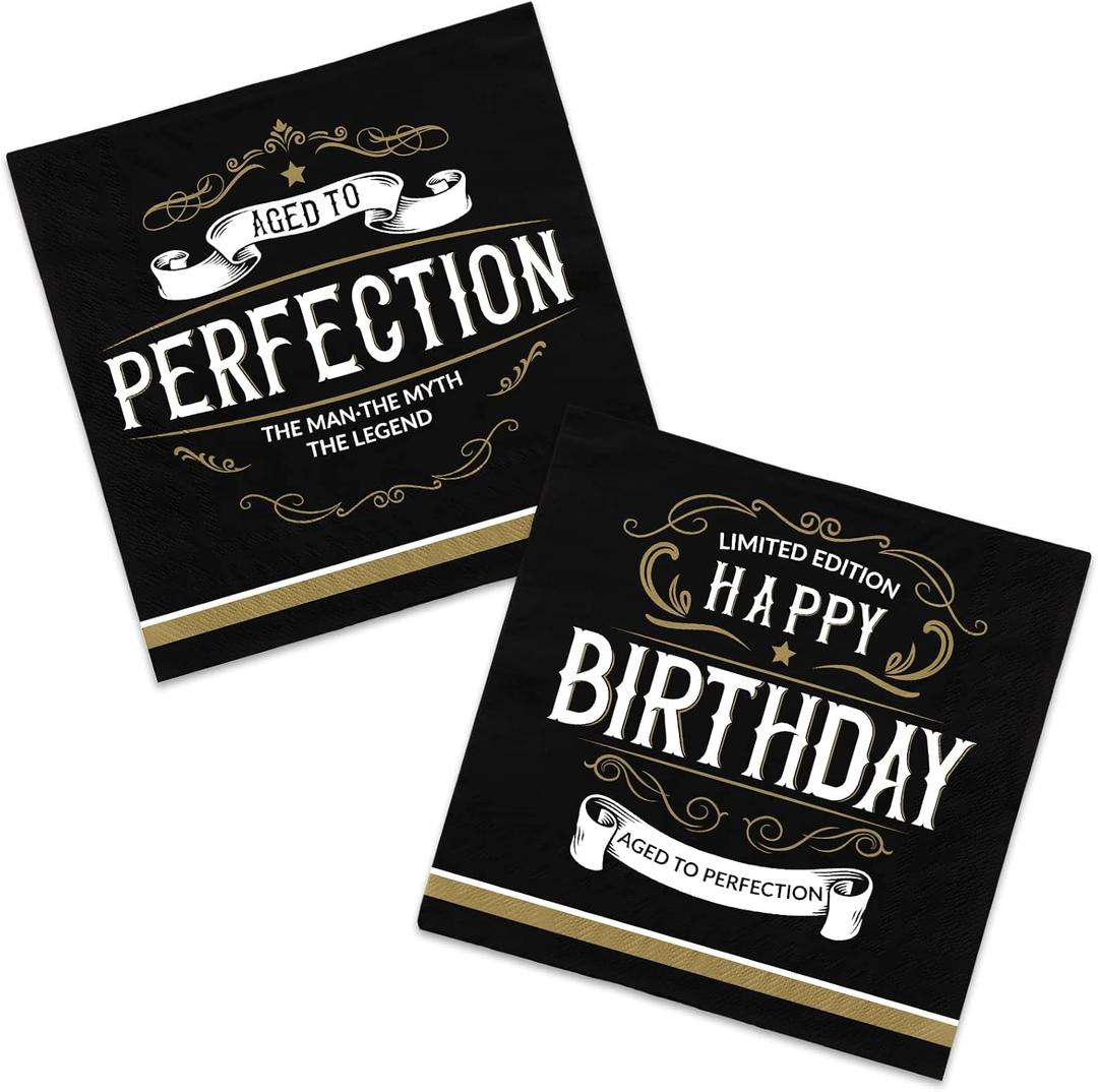 Birthday Party Supplies Disposable Paper Napkins 3-ply Beverage Napkins for Happy Birthday Party Decorations,6.5X6.5 in, 50-Pack)