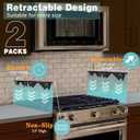 Stove Gap Covers Stainless Steel, 2 Pack Stove Gap Filler Easy Retractable Length 13.8" to 27.5", Width 0.79" ALMCALS Stove Gap Guards Range Trim Kit, Heat Resistant Guard Between Stove Top & Counter