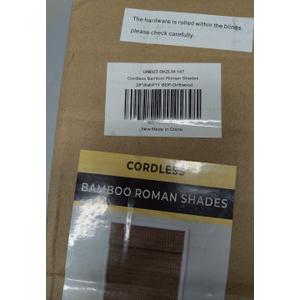 Cordless Bamboo Roman Shades w/Valance, 28" W × 64" H, BDP-Driftwood