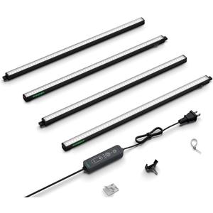 VIVOSUN T5 Grow Lights for Indoor Plants, 5000K Full Spectrum 60W (4 x 15W), 2FT LED Plant Light Strip with Timer & Dimming Controller for Seed Starting, Hydroponics, SGS Compatible, Linkable, 4-Pack
