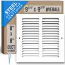 Fits 8x8 Duct Opening | Steel Return Air Grille by Handua | Vent Cover Grill for Sidewall and Ceiling | White | HVAC Cold Air Intake Grille | Outer Dimensions: 9.75"W X 9.75"