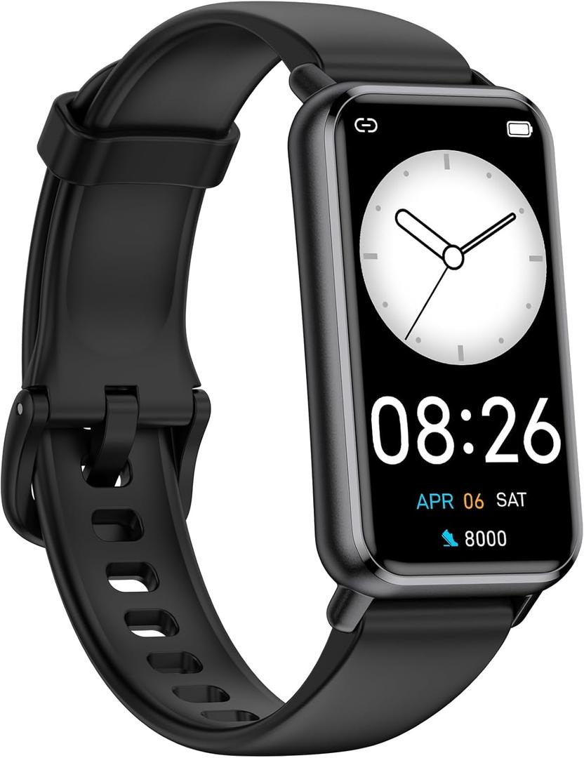 Long Battery Pedometer Watch 14 Days Battery Life, Slim Design No App/Phone Required Fitness Tracker, 50 Meters Waterproof Smart Watch, Heart Rate & Blood Oxygen Monitor Step Counter for Men Women (Black)