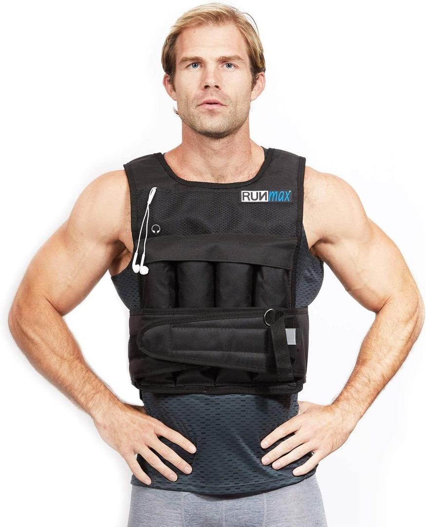 RUNmax 20LBS - 150LBS Adjustable Weighted Vest With Shoulder Pads Option for Men and Women (Black)
