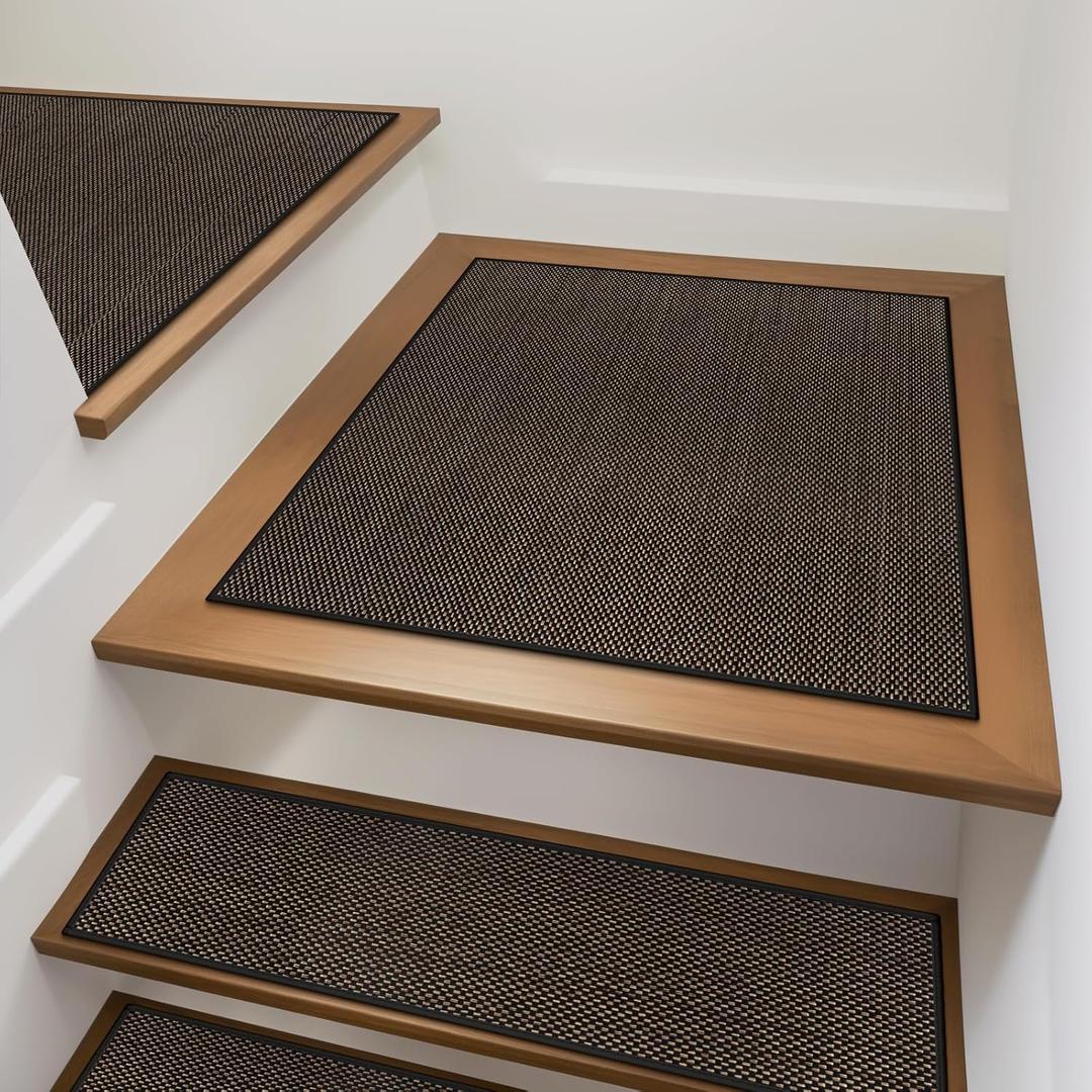 OJIA Non-Slip Stair Treads Matching Mat for Wooden Steps, Square Rubber Backing Anti-Slip Stair Carpet Landing Mat Stair Rugs 30x30 inch, Black