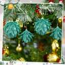Syhood 12 Pcs Christmas Ball Ornaments Glitter Pinecone Balls Xmas Tree Decoration Hanging Pinecone Ornaments Rustic Pine Cones for Xmas Winter Party Holiday Wedding Home Decorations (Green)