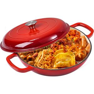 Vivicreate 3.5 Quart Enamel Cast Iron Dutch Oven Pot with Lid  Enameled Cookware for Baking, Roasting, and Braising  Durable Cast Iron Pot for Stove Top and Oven Use
