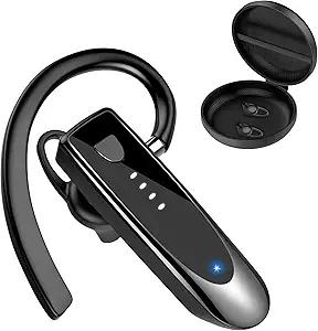 Atheewon Bluetooth Earpiece, Wireless Handsfree with Noise Cancelling Mic, 20Hrs Call Time Bluetooth 5.4 Headset, 180 Hrs Standby Time Headset for Business/Trucker/Driver